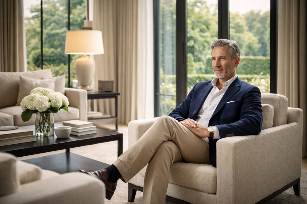 homme élégant dans un salon moderne
